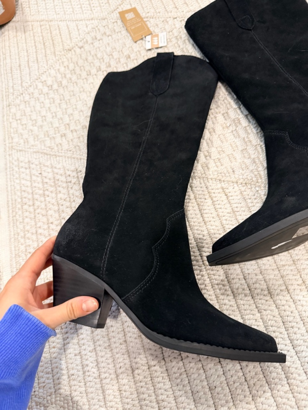 Dolce Vita Regy Western Wide Calf Boot in Black Suede - Picture 6 of 10